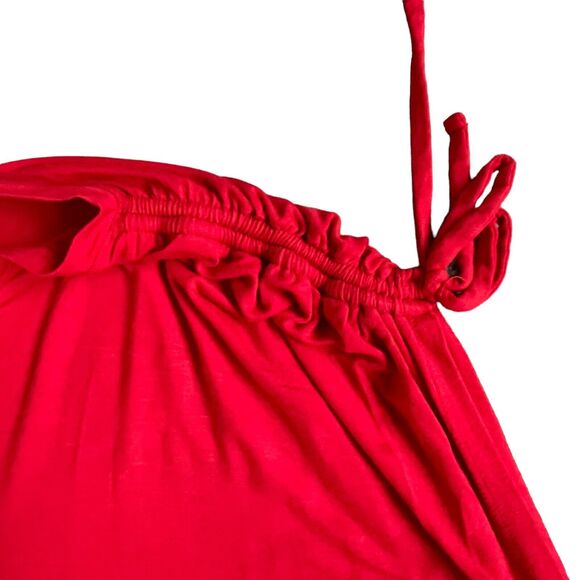 Lane Bryant Sleeveless Ruched Top Women Size 26 Red V-Neck Stretch Side Hem Slit - Picture 7 of 12